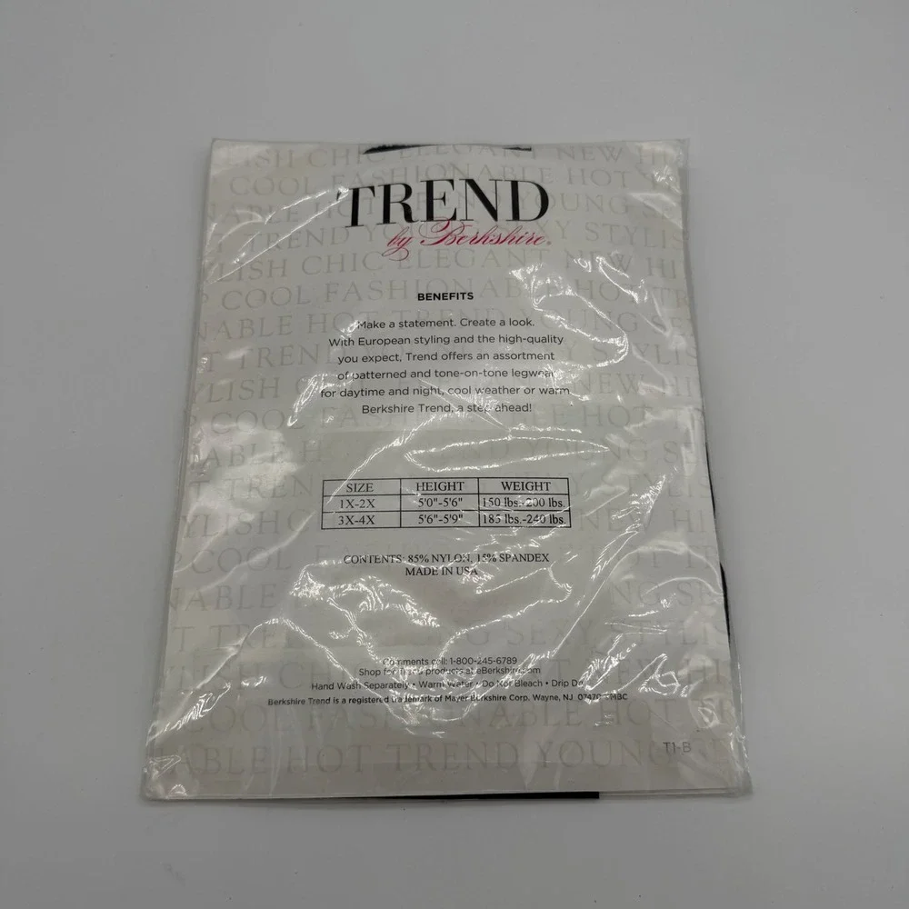 Trend by Berkshire Back Seam Pantyhose Fantasy Black Plus Size 3X-4X 8830